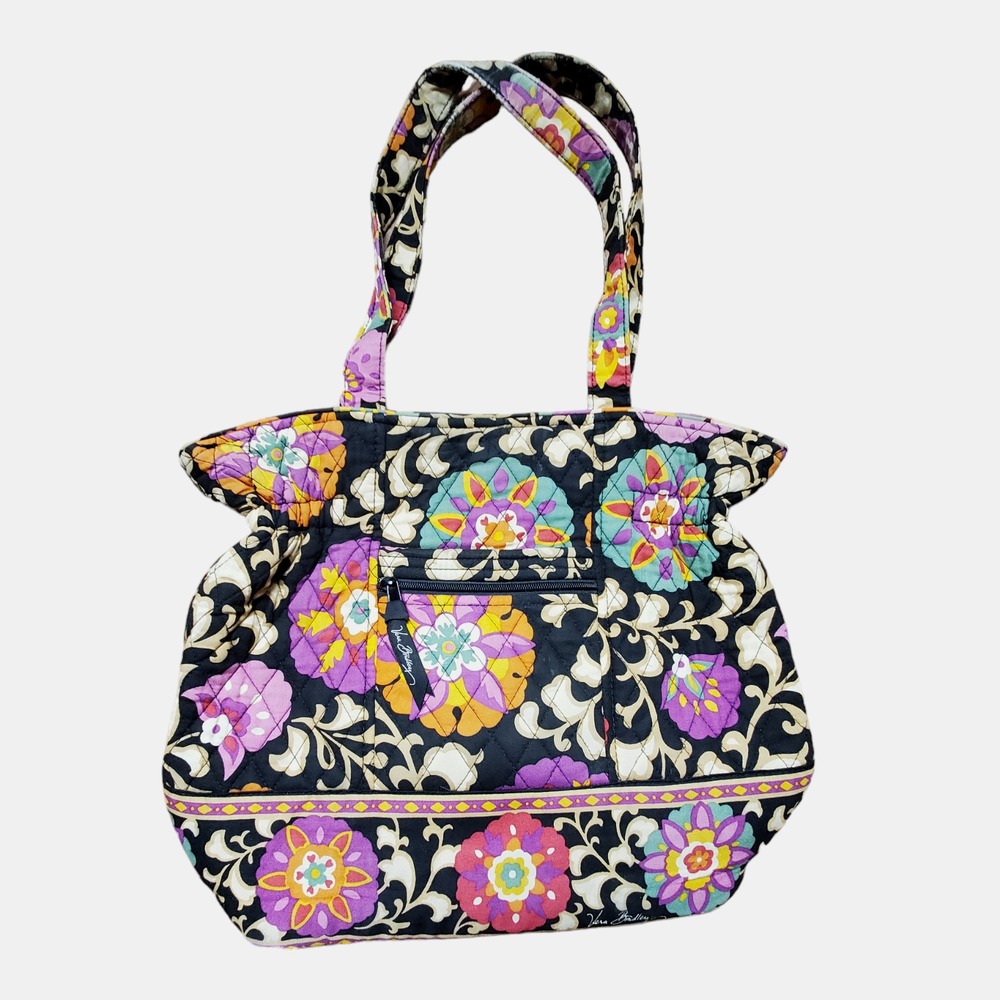 Vera Bradley Suzani Laura Retro Multicolor Floral Black Cinch Shoulder Bag